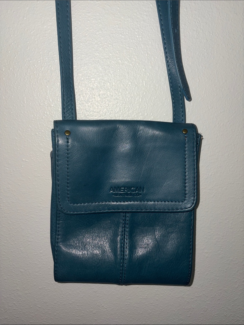 American Leather Teal Small Leather Crossbody Bag